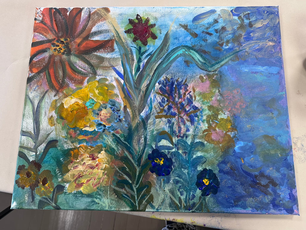 Mixed Media Flower Garden Scene image 3