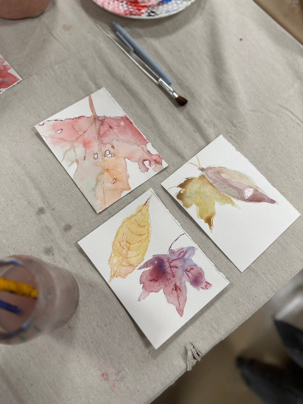 Fall Leaves, Watercolor & Ink