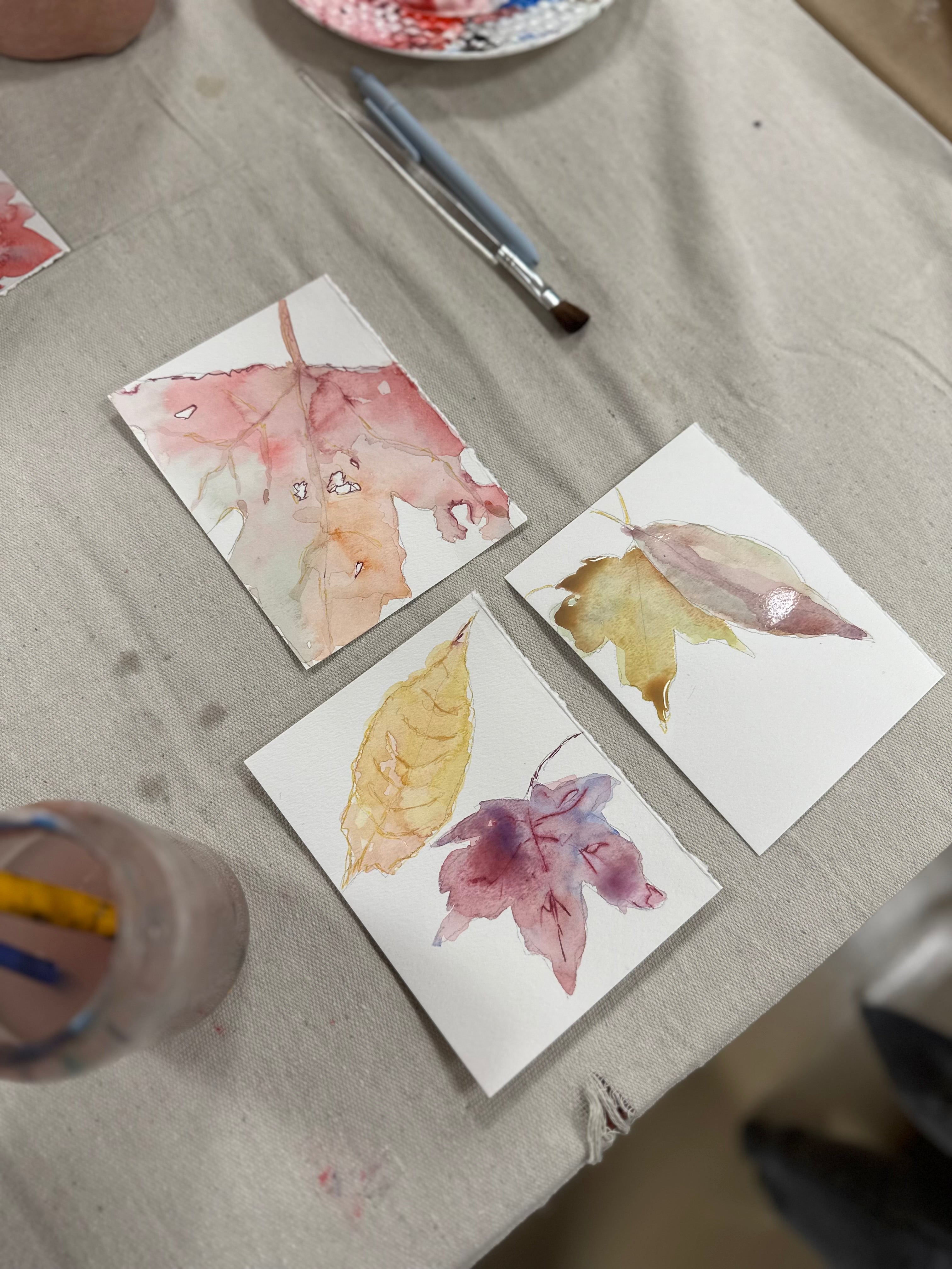 Fall Leaves, Watercolor & Ink