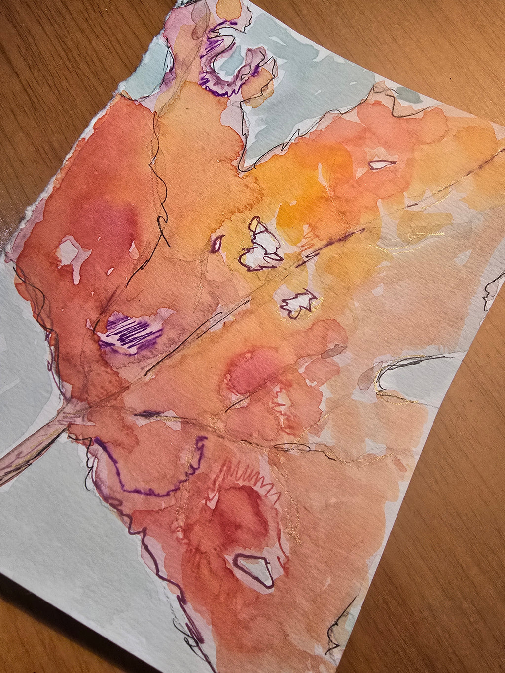 Fall Leaves, Watercolor & Ink