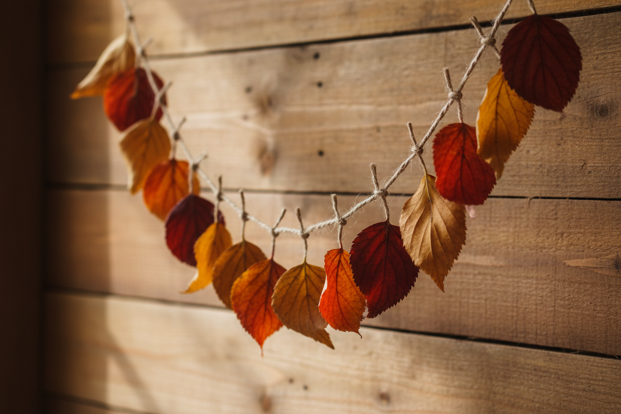 Fall Leaf Garland with Written Words
